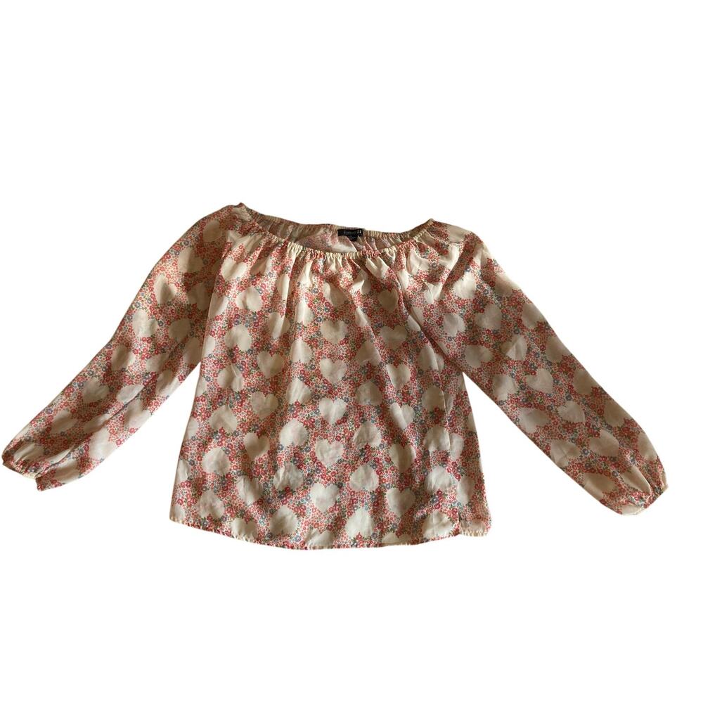 Hearts Pattern Dotted Blouse - Forever 21 Size Large